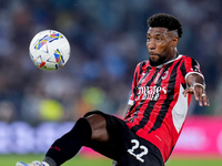 Emerson Royal of AC Milan controls the ball during the Serie A Enilive match between SS Lazio and AC Milan at Stadio Olimpico on Aug 31, 202...