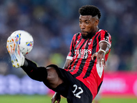 Emerson Royal of AC Milan controls the ball during the Serie A Enilive match between SS Lazio and AC Milan at Stadio Olimpico on Aug 31, 202...