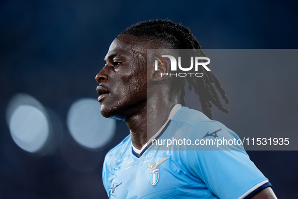 Loum Tchaouna of SS Lazio looks on during the Serie A Enilive match between SS Lazio and AC Milan at Stadio Olimpico on Aug 31, 2024 in Rome...