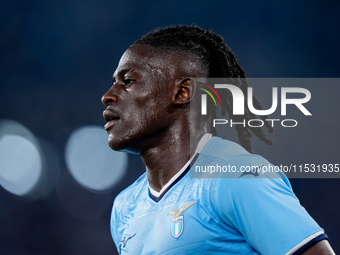 Loum Tchaouna of SS Lazio looks on during the Serie A Enilive match between SS Lazio and AC Milan at Stadio Olimpico on Aug 31, 2024 in Rome...