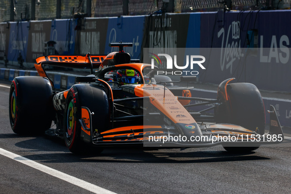 Oscar Piastri of McLaren drives a car during the qualifying session ahead of the Italian Formula One Grand Prix at Autodromo Nazionale Monza...