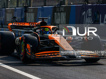 Oscar Piastri of McLaren drives a car during the qualifying session ahead of the Italian Formula One Grand Prix at Autodromo Nazionale Monza...