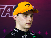 Oscar Piastri of McLaren  attends the press conference after the qualifying session ahead of the Italian Formula One Grand Prix at Autodromo...