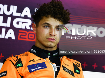 Lando Norris of McLaren attends the press conference after the qualifying session ahead of the Italian Formula One Grand Prix at Autodromo N...