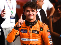 Lando Norris of McLaren wins pole position during the qualifying session ahead of the Italian Formula One Grand Prix at Autodromo Nazionale...