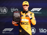 Lando Norris of McLaren wins pole position during the qualifying session ahead of the Italian Formula One Grand Prix at Autodromo Nazionale...