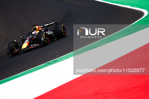 Max Verstappen of Red Bull Racing drives a car on the track during the third practice session, ahead of the Italian Formula One Grand Prix a...