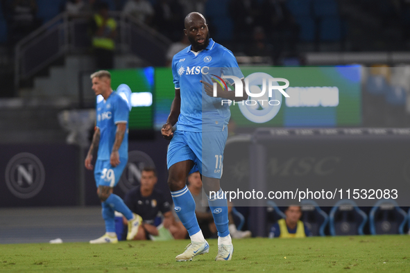 Romelu Lukaku of SSC Napoli during the Serie A match between SSC Napoli and Parma Calcio at Stadio Diego Armando Maradona Naples Italy on 31...