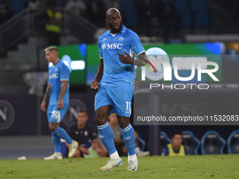 Romelu Lukaku of SSC Napoli during the Serie A match between SSC Napoli and Parma Calcio at Stadio Diego Armando Maradona Naples Italy on 31...