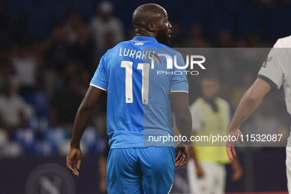 Romelu Lukaku of SSC Napoli during the Serie A match between SSC Napoli and Parma Calcio at Stadio Diego Armando Maradona Naples Italy on 31...