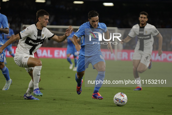 Giacomo Raspadori of Napoli during the Serie A soccer match SSC Napoli vs. Parma Calcio at Stadio Maradona in Naples, Italy, on August 31, 2...