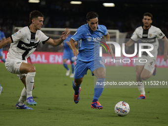 Giacomo Raspadori of Napoli during the Serie A soccer match SSC Napoli vs. Parma Calcio at Stadio Maradona in Naples, Italy, on August 31, 2...