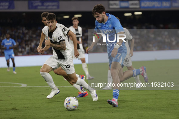 Khvicha Kvaratskhelia of Napoli during the Serie A soccer match between SSC Napoli and Parma Calcio at Stadio Maradona in Naples, Italy, on...