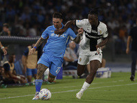 Matteo Politano of Napoli and Parma's Woyo Coulibaly during a Serie A soccer match between SSC Napoli and Parma Calcio at Stadio Maradona in...