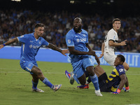 Romelu Lukaku of Napoli and Matteo Politano of Napoli during the Serie A soccer match between SSC Napoli and Parma Calcio at Stadio Maradona...