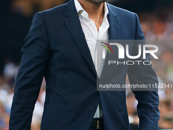 Ruben Baraja, head coach of Valencia CF, looks on prior to the LaLiga EA Sports match between Valencia CF and Villarreal CF at Mestalla stad...