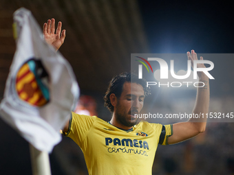 Dani Parejo of Villarreal CF reacts during the LaLiga EA Sports match between Valencia CF and Villarreal CF at Mestalla stadium in Valencia,...