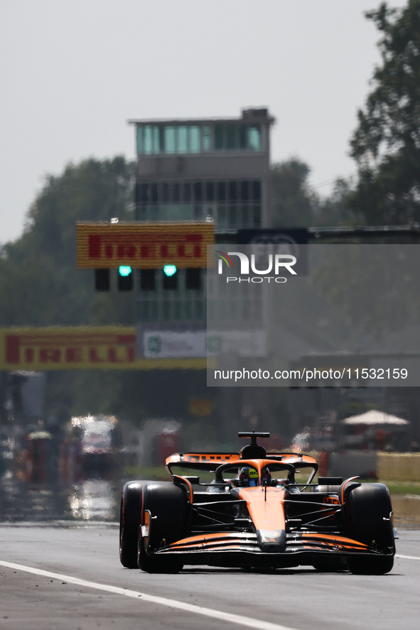 Oscar Piastri of McLaren during third practice ahead of the Formula 1 Italian Grand Prix at Autodromo Nazionale di Monza in Monza, Italy on...