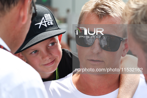 Robin Raikkonen and Kimi Raikkonen during third practice ahead of the Formula 1 Italian Grand Prix at Autodromo Nazionale di Monza in Monza,...