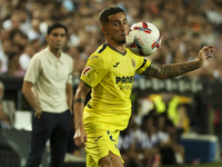 Villarreal's Yeremy Pino during the La Liga match between Valencia CF and Villarreal CF at Mestalla Stadium in Valencia, Spain, on August 31...