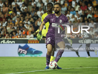 Giorgi Mamardashvili of Valencia CF during the La Liga match between Valencia CF and Villarreal CF at Mestalla Stadium in Valencia, Spain, o...