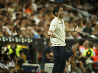 Head coach of Villarreal CF, Marcelino Garcia Toral, during the La Liga match between Valencia CF and Villarreal CF at Mestalla Stadium in V...