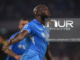 Romelu Lukaku of SSC Napoli  celebrates after scoring during the Serie A match between SSC Napoli and Parma Calcio at Stadio Diego Armando M...