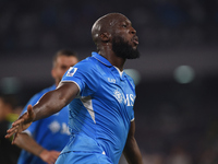 Romelu Lukaku of SSC Napoli  celebrates after scoring during the Serie A match between SSC Napoli and Parma Calcio at Stadio Diego Armando M...