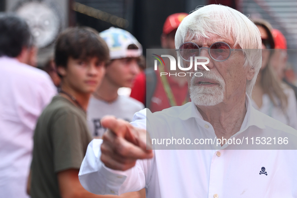 Bernie Ecclestone before qualifying ahead of the Formula 1 Italian Grand Prix at Autodromo Nazionale di Monza in Monza, Italy on August 31,...