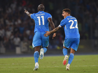 Romelu Lukaku of SSC Napoli  celebrates after scoring during the Serie A match between SSC Napoli and Parma Calcio at Stadio Diego Armando M...