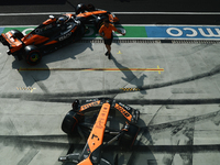 Oscar Piastri of McLaren during qualifying ahead of the Formula 1 Italian Grand Prix at Autodromo Nazionale di Monza in Monza, Italy on Augu...