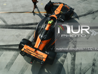 Lando Norris of McLaren during qualifying ahead of the Formula 1 Italian Grand Prix at Autodromo Nazionale di Monza in Monza, Italy on Augus...