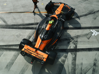 Lando Norris of McLaren during qualifying ahead of the Formula 1 Italian Grand Prix at Autodromo Nazionale di Monza in Monza, Italy on Augus...