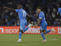 Romelu Lukaku of Napoli celebrates after scoring their first goal during the Serie A soccer match between SSC Napoli and Parma Calcio at Sta...