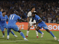 Frank Zambo Anguissa of Napoli celebrates after scoring their second goal during the Serie A soccer match between SSC Napoli and Parma Calci...