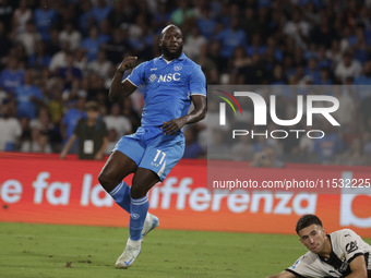 Romelu Lukaku of Napoli scores their first goal during the Serie A soccer match SSC Napoli - Parma Calcio at Stadio Maradona in Naples, Ital...