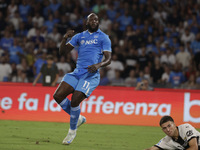 Romelu Lukaku of Napoli scores their first goal during the Serie A soccer match SSC Napoli - Parma Calcio at Stadio Maradona in Naples, Ital...