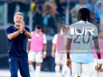 Marco Baroni head coach of SS Lazio gestures during the Serie A Enilive match between SS Lazio and AC Milan at Stadio Olimpico on Aug 31, 20...