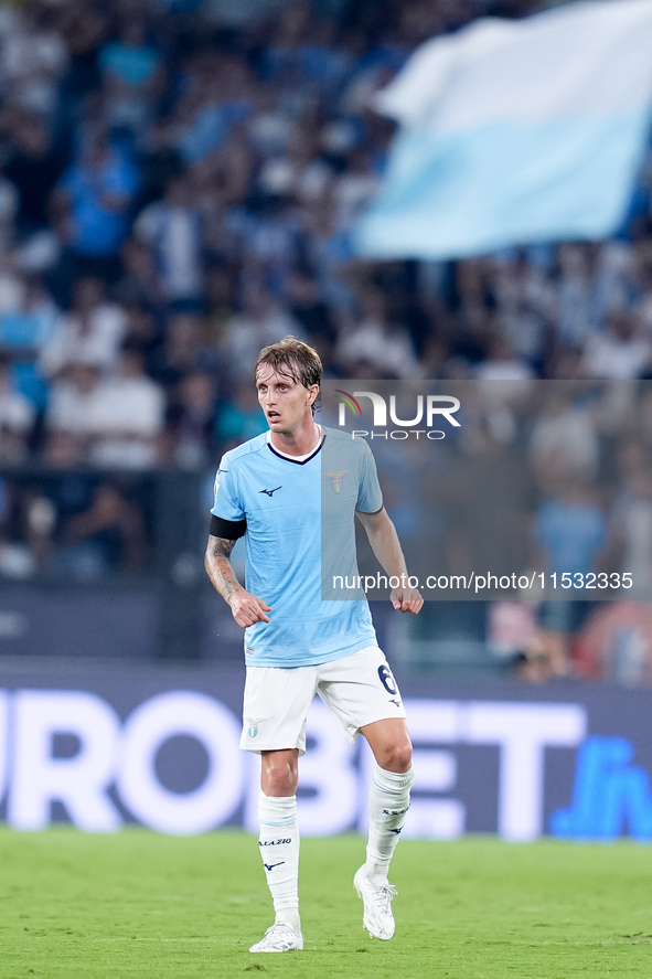 Nicolo' Rovella of SS Lazio looks on during the Serie A Enilive match between SS Lazio and AC Milan at Stadio Olimpico on Aug 31, 2024 in Ro...