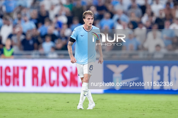 Nicolo' Rovella of SS Lazio looks on during the Serie A Enilive match between SS Lazio and AC Milan at Stadio Olimpico on Aug 31, 2024 in Ro...