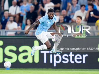 Nuno Tavares of SS Lazio controls the ball during the Serie A Enilive match between SS Lazio and AC Milan at Stadio Olimpico on Aug 31, 2024...