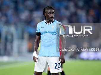 Loum Tchaouna of SS Lazio looks on during the Serie A Enilive match between SS Lazio and AC Milan at Stadio Olimpico on Aug 31, 2024 in Rome...