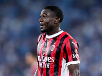 Youssouf Fofana of AC Milan looks on during the Serie A Enilive match between SS Lazio and AC Milan at Stadio Olimpico on Aug 31, 2024 in Ro...