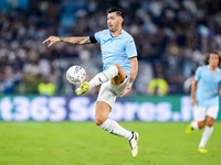 Alessio Romagnoli of SS Lazio controls the ball during the Serie A Enilive match between SS Lazio and AC Milan at Stadio Olimpico on Aug 31,...