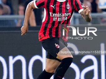 Noah Okafor of AC Milan during the Serie A Enilive match between SS Lazio and AC Milan at Stadio Olimpico on Aug 31, 2024 in Rome, Italy. (