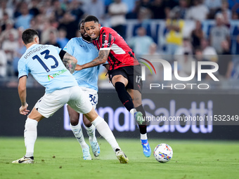 Noah Okafor of AC Milan during the Serie A Enilive match between SS Lazio and AC Milan at Stadio Olimpico on Aug 31, 2024 in Rome, Italy. (