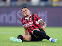 Noah Okafor of AC Milan looks dejected during the Serie A Enilive match between SS Lazio and AC Milan at Stadio Olimpico on Aug 31, 2024 in...