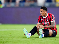 Noah Okafor of AC Milan looks dejected during the Serie A Enilive match between SS Lazio and AC Milan at Stadio Olimpico on Aug 31, 2024 in...