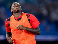 Rafael Leao of AC Milan reacts during the Serie A Enilive match between SS Lazio and AC Milan at Stadio Olimpico on Aug 31, 2024 in Rome, It...