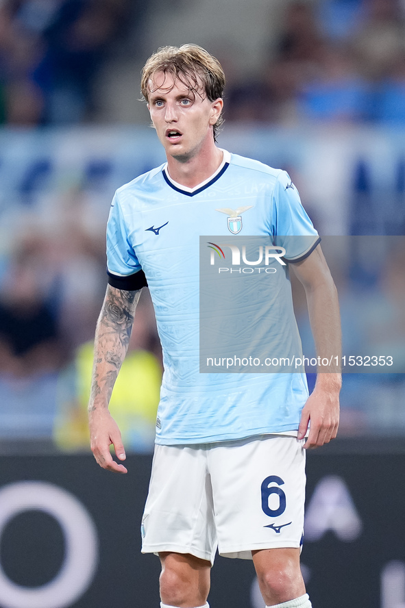 Nicolo' Rovella of SS Lazio looks on during the Serie A Enilive match between SS Lazio and AC Milan at Stadio Olimpico on Aug 31, 2024 in Ro...